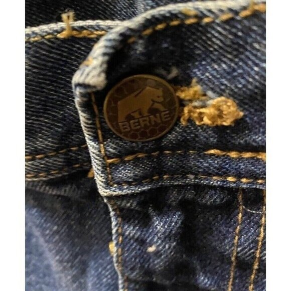 BERNE Carpenter Jean Men 52X30 Cotton Flat Front Dark Wash Straight Cut - Picture 7 of 11